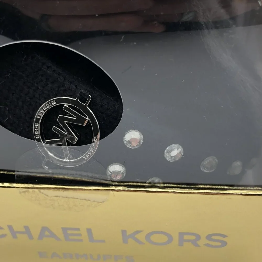Michael Kors Ear Muffs Faux Fur Size O/S Blk With Diamond Color Studs-CS6 - Picture 2 of 2